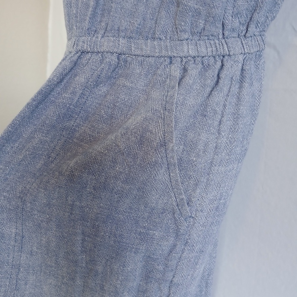 Old Navy Romper Denim Light Blue Ruffles Sleeveless Sz L Western Casual Work - Picture 5 of 9